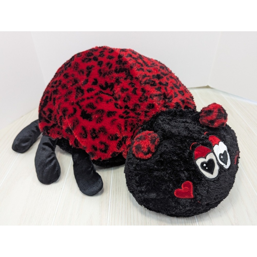 Dandee Large Ladybug Pillow Plush heart eyes cheeks round body